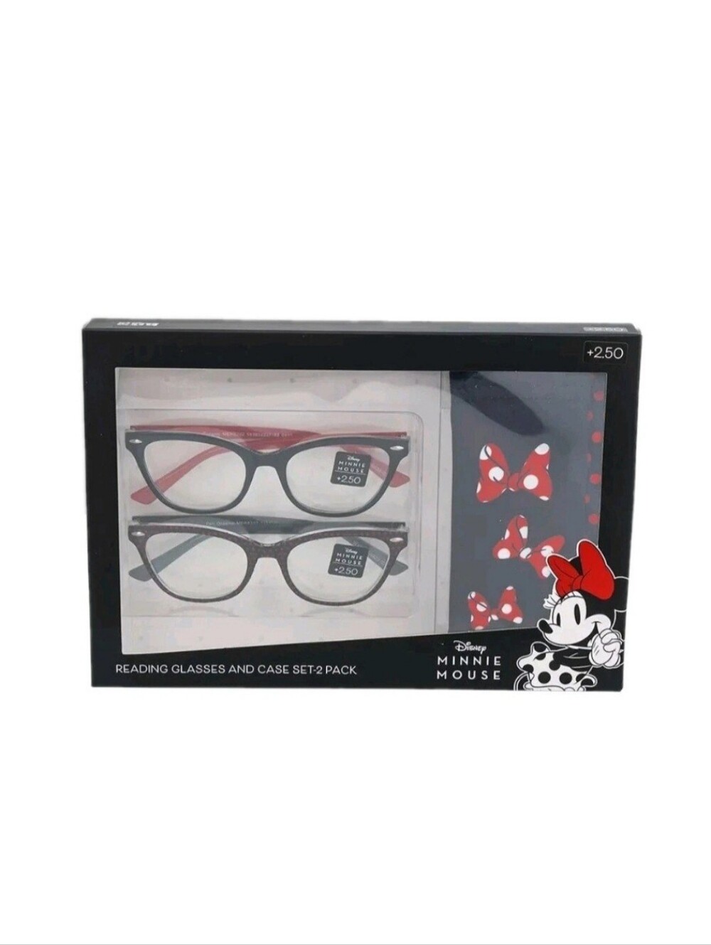 Disney Minnie Mouse Readers +2.50 Reading Glasses Microfiber Pouch 2 Pair